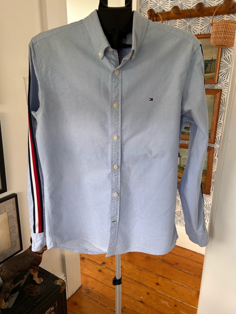 Tommy Hilfiger Pale Blue Oxford Button-Down with Signature Side Stripe